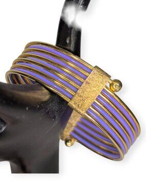 Gold Tone & Lavender Multi-Row Coil Cuff Bracelet